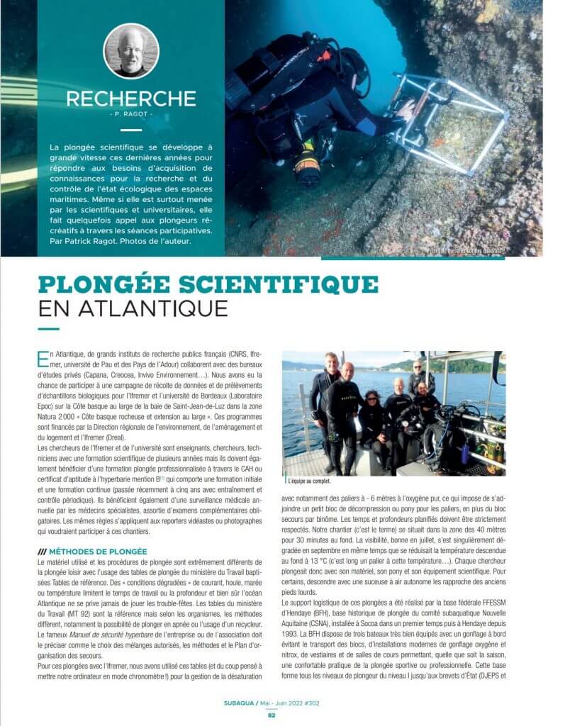 HENDAYE :PLONGEE SCIENTIFIQUE